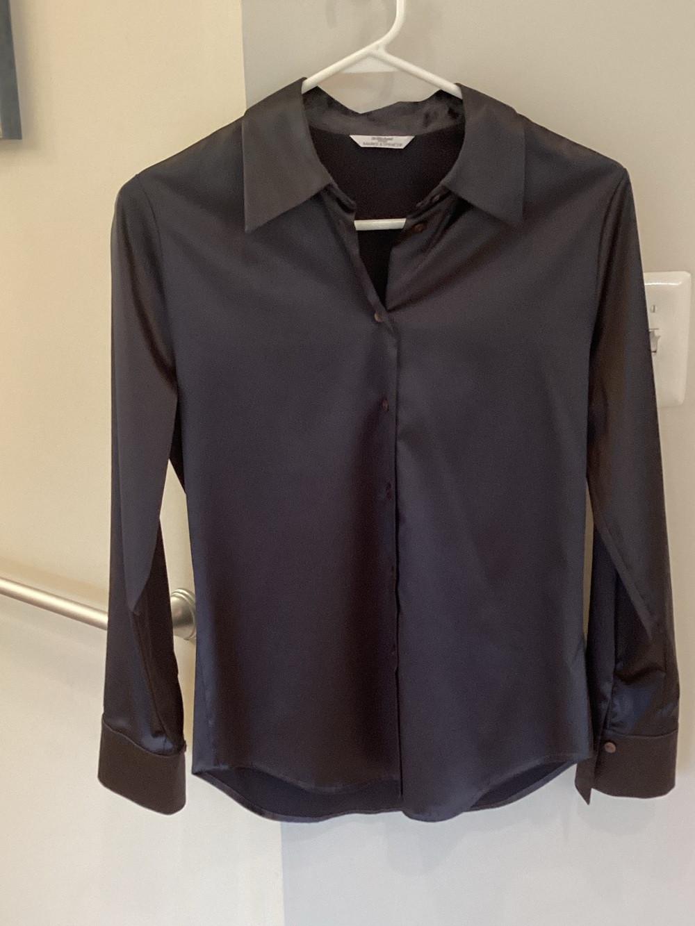 Marks & Spencer Pewter Satin Button-Front Shirt